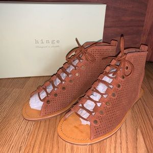 Hinge Rust Suede Perforated Sandal